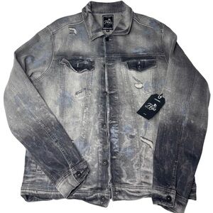 PRPS Gray Lightweight Shirt Jacket with Distressed Look